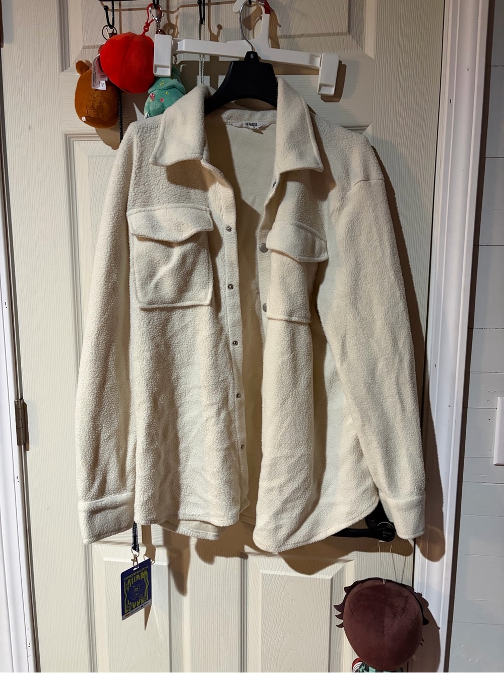 Steve Madden Cream Sherpa Shacket Jacket